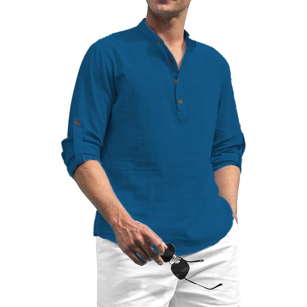 edinwolf Men Pure Cotton Slim Fit Full Sleeve Short Kurta | Super Soft Stylish Kurta for Any Occasions (KRTBTN22)-picture-28