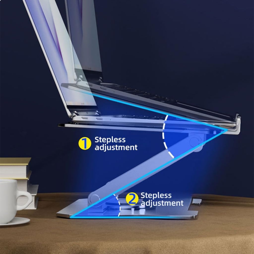 Soporte plegable de doble eje para laptop, base giratoria 360 para portátiles de hasta 17 pulgadas