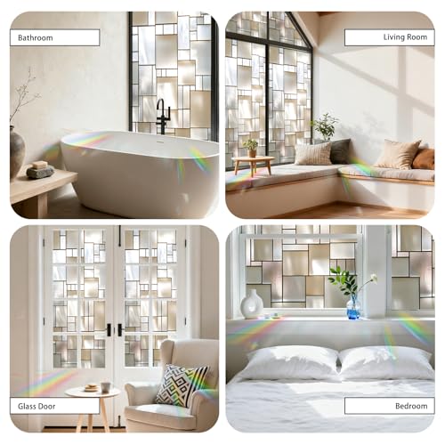Image of Nuxovilar Sparkle Stained Glass Style Window Film 17.5x39.4 PVC