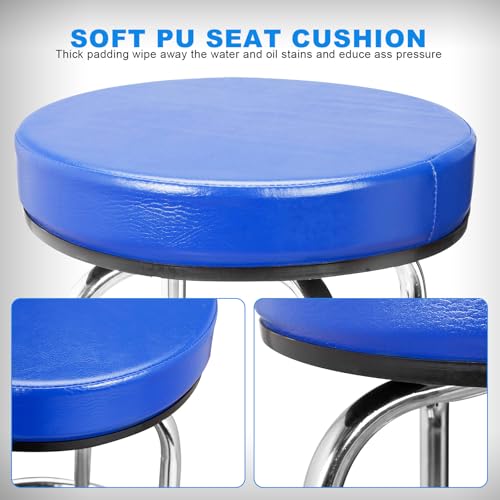 Image of TCE ATRP6185U Torin Swivel Bar Stool: Padded Garage /Shop Seat with Chrome Plated Legs, Blue