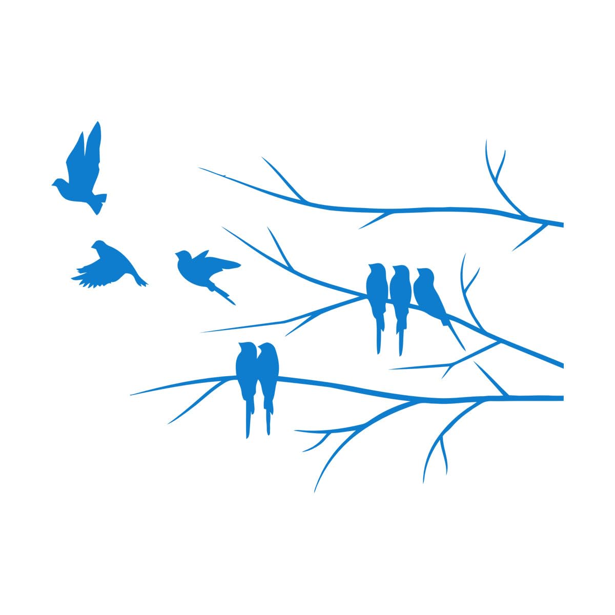 Engraving Stickers Birds On Branch Living 36x51.3cm Can Modify and add Information Small Blue