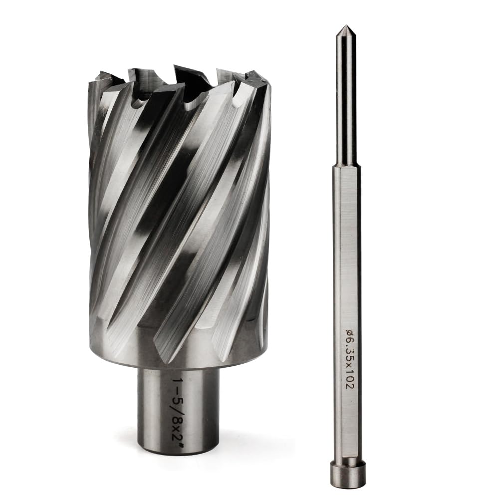 OSCARBIDE 1-5/8"x2 Annular Cutter,3/4 inch Weldon Shank,1-5/8 inch Cutting Diameter,2 inch Depth of Cut,2 Flat Mag Drill Bit with Pilot Pin for
