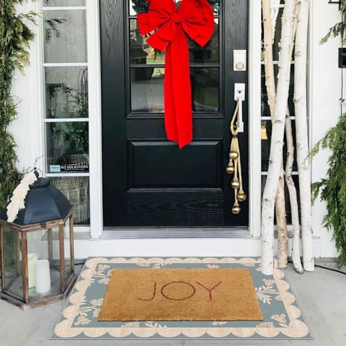 Othilic Front Door Mat Outside Entrance - 2x3 Floral Non-Slip Washable Doormat Indoor Outdoor Mat Blue Retro Farmhouse Scalloped Entry Rug Small Throw Rugs for Entryway Kitchen Front Porch Decor by Othilic - Used condition - Image 4