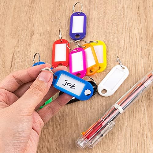 QUACOWW 200 Pieces Key Tags with Split Ring, Key Labels Tags 10 Multi Coloured Key Tags Key Fobs Labels Key Rings for Luggage, Office, Pet Name, Memory Stick Tags