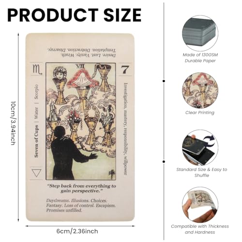 Image of Zibuyu Antique Tarot Oracle Set Divination Game-Patterned, Mini 78 Card Deck, Unique Handmade Design Durable Cardstock, Portable, No Guidebook, Ideal Spiritual Gift for Tarot Enthusiasts