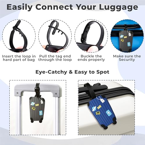 Image of Kraptick Travel Luggage Tags - Durable and Stylish Luggage Identification Tags for Suitcases Compact Name Tag for Luggage & Travel ID Label Tags for Suitcase & School Bags-(DMFP881)(Pack of 2)