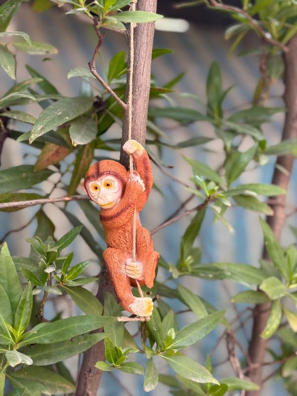 Wonderland Adorable Hanging Monkey Garden Statue – Weather-Resistant Resin Figurine with Jute Rope for Outdoor Tree, Patio, and Yard Decor-image-22