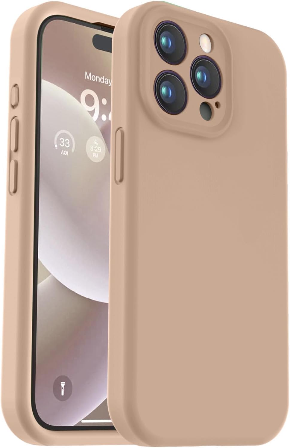 Vooii Compatible with iPhone 15 Pro Case, Upgrade Liquid Silicone, [Enhanced Camera Protection] [Soft Anti-Scratch Microfiber Lining] Shockproof Phone Case iPhone 15 Pro 6.1 inch - Light Brown