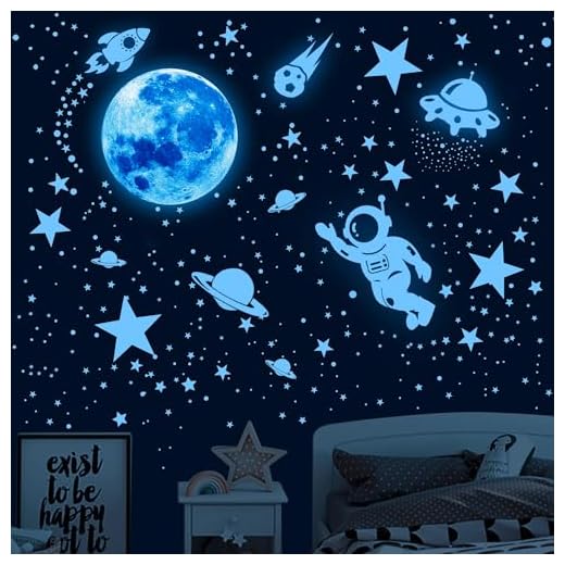530Pcs Glowing Stars for Ceiling,Glow in The Dark Stars,Space Wall Decals Solar System Galaxy Planets Wall Stickers for Kids, Wall Decor for Girls Kids Bedroom Nursery Birthday Party Favor