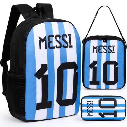 Argentina Messi - Mochilas de fútbol de 16 pulgadas, impermeables, ligeras, grandes, reutilizables, para deportes, al aire libre, viajes, trabajo, picnic, senderismo, pesca (azul)