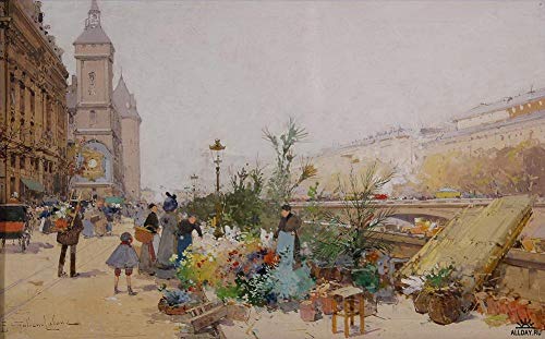 18 Art Paintings le marche aux fleurs et Eugene Galien Parigino Pittura ad olio su tela - Wall Decor 01, £70- £1500 Dipinta a mano da insegnanti delle Accademie d'arte