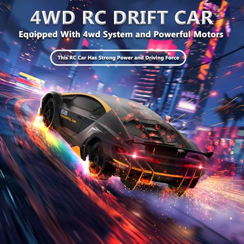 Image of Remote Control Car RC Drift Car 2.4GHz 1:24 4WD 15KM /H High Speed Racing Sport Car with LED Lights Drifting Tire Racing Sport Toy for Adults Boys Girls Kids Gift