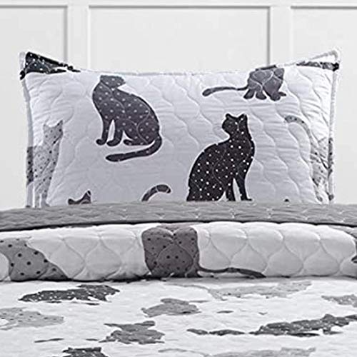 Sleeping Partners Grey Cats Animal Quilt Set, Twin #TOP3