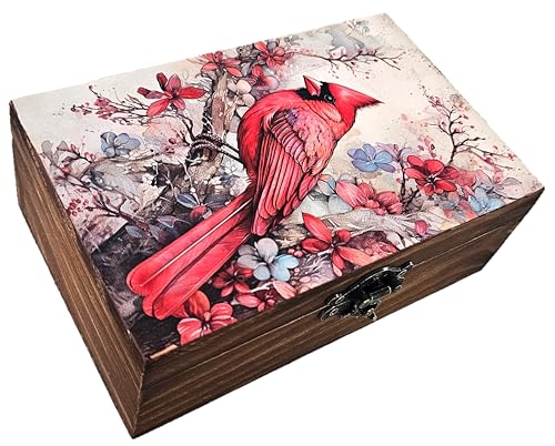 RK Collections Cardinal Trinket Box Small Jewelry Keepsake Box | Bird Lovers Gift Idea, Animal Lovers Case/Holder. (6.5