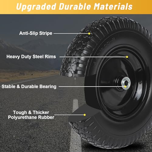 Taifa 1 PC 16 Inch Rubber Solid Flat Free Replacement Tires and Wheels 4.80/4.00-8 with 5/8'' Axle Bore Hole, Air Less Wheel for Wheelbarrow/Wagon/Hand Truck/Trolley/Garden Cart etc. - Image 4