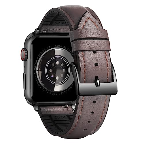 Image of BINLUN Leather Silicone Bands Compatible with Apple Watch 38mm 40mm 41mm 42mm 44mm 45mm 46mm 49mm Sweatproof Replacement Strap for iWatch 11 /10 /9 /8 /7 /6 /5 /4 /3 /2 /1 /Ultra /SE Men Women