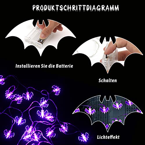 JOFONY Ghirlanda di luci a pipistrello, per