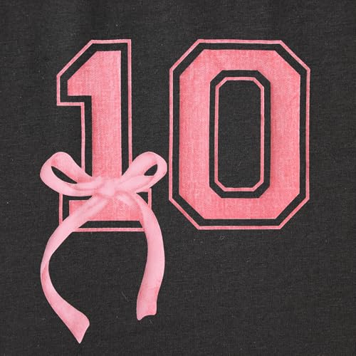 Image of Girl Birthday Shirt 10th Birthday T-Shirt Bow 10 Year Old Bday Short Sleeve Tee Top Tenth Party Outfit
