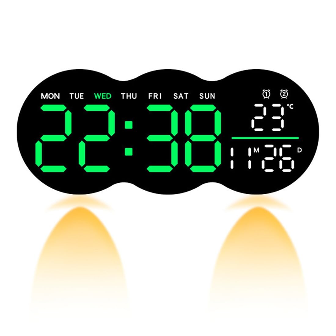 UDSKNV[KSL Timing Function LED Ambient Light Clock Living Room Wall Clock Two Sets of Clock Brightness Level Remote Control A