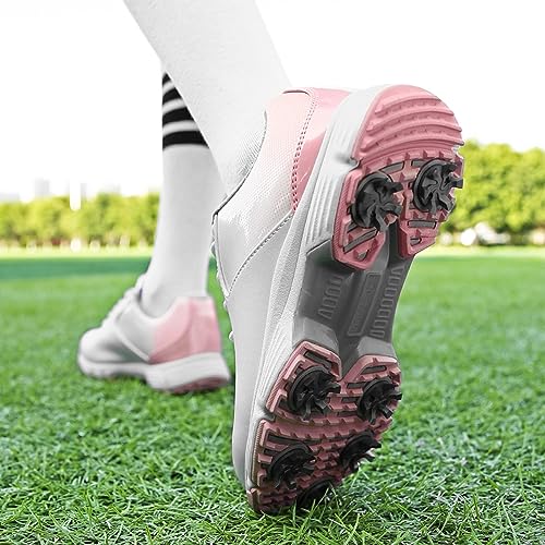Zapatos de golf para mujer cómodos e impermeables para jugar sin resbalar 7