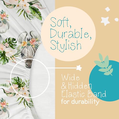 Image of Honey Lemonade - Buttery Soft Rayon Baby Crib Sheets Girl and Boy - Infant Shower Gift - Mini Crib Sheets - Fitted & Breathable Crib Mattress Sheet - Toddler Sheet 52 x 28 x 7 inches (Africa Animals)