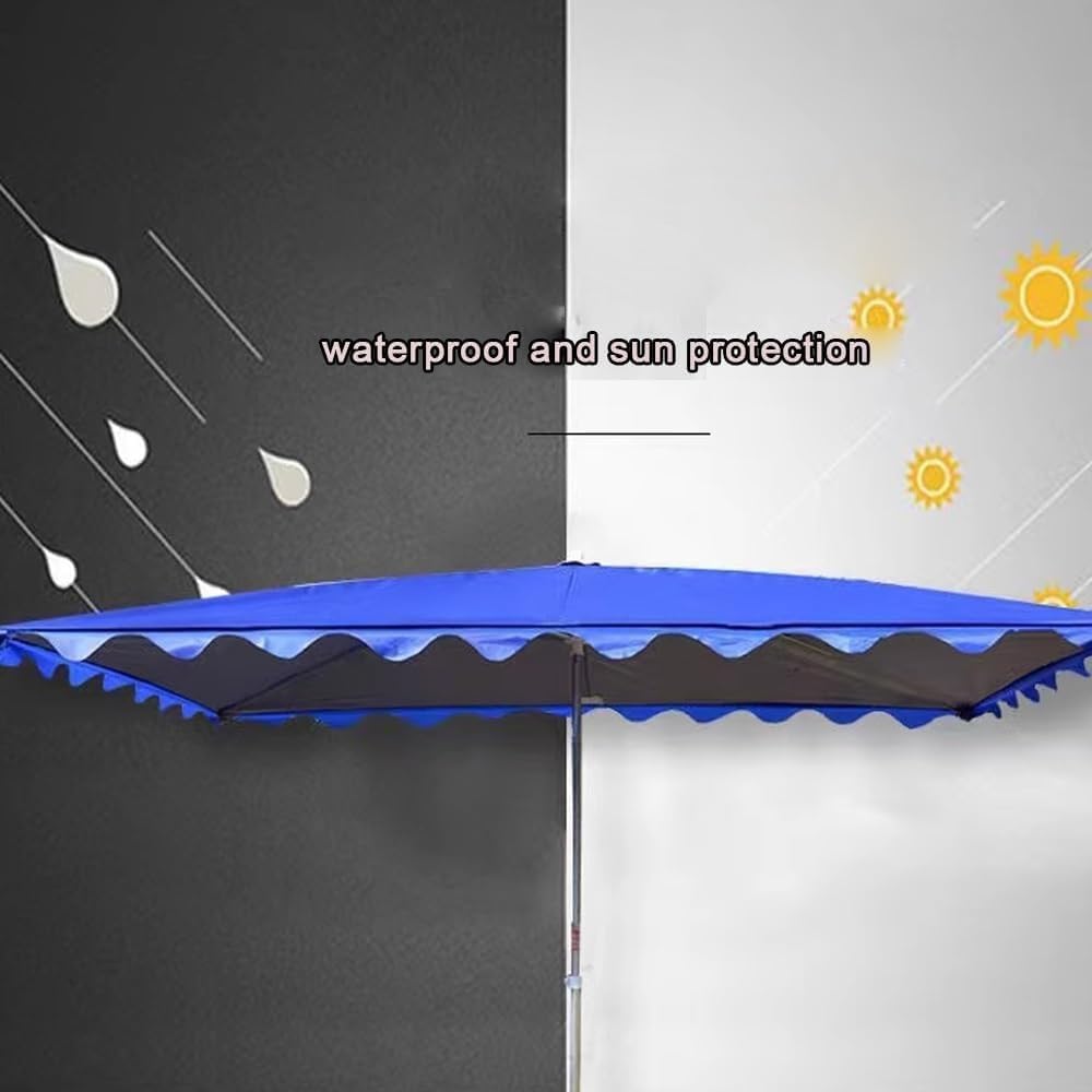 Copertura di ricambio per ombrellone da patio, rettangolare, 300 x 200 cm, per tavolo da mercato, resistente, per esterni (frontale blu, 200 x 150 cm)