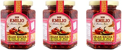 3 pack Salsas "Machas" Don Emilio 9 oz each (Árbol Chilli) EXTRA HOT, made in México
