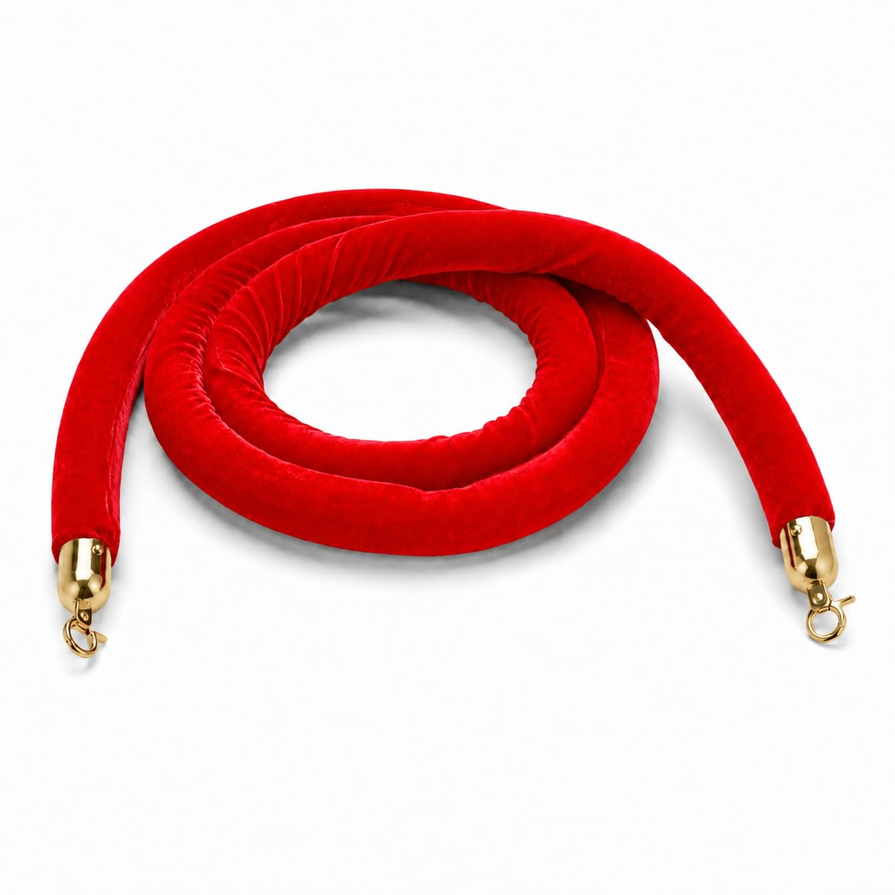 Red Velour Stanchion Rope 8 ft with Gold Ends by Glownary – Velour, Black, Model 164rdg8