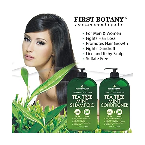 Tea-Tree-Mint-Shampoo-and-Conditioner-contains-Pure-Tea-Tree-Oil-Peppermint-Oil-Fights-Hair-Loss-Promotes-Hair-Growth-Fights-Dandruff-Lice-Itchy-Scalp-Men-Women-Sulfate-Free-16-oz-x-2 Tea Tree Mint Shampoo and Conditioner - contains Pure Tea Tree & Peppermint Oil - Promotes Hair Growth, Fights Hair Loss & Dandruff, Lice & Itchy Scalp - Men & Women Sulfate Free -16 oz x 2