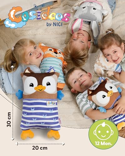 Kuscheltier Eule mit Wendefunktion 30x20cm - braun - Weiches NICI Plüschtier – Für kleine Kuscheltierliebhaber zum Kuscheln & Spielen. Ideal für Zuhause, den Kindergarten oder unterwegs | 62295