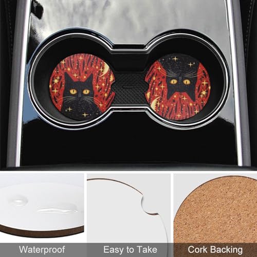 4 Piezas Posavasos para Carro Negro Estético miniatura 5