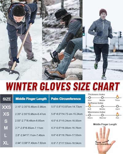 RIGWARL Winter Gloves Men Women for Cold Weather, Black Waterproof-B, S - image 7