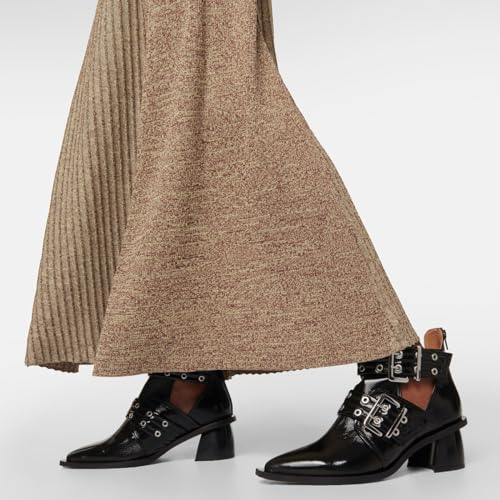 FOWT Women Pointed Toe Chelsea Boots Chunky Mid Heel Ankle Booties Hollow Cut Strappy Back Zipper Shoes Size 4-16 US2