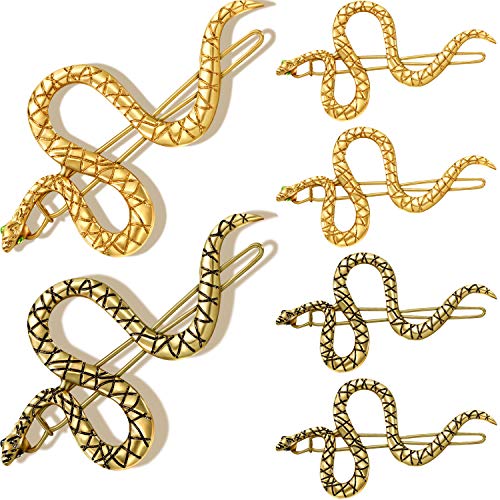 6 Pieces Snake Hair Clip Metal Snake Shape Hair Pins Rhinestone Eye Snake Hair Snap Pins Vintage Barrette Hair Accessory for Women Girls