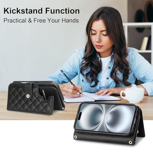 Vofolen VFLEN-PTCKSB-827 Compatible With Iphone 16 Case With Card Holder Crossbody Wrist Strap Leather Flip Case thumb #4
