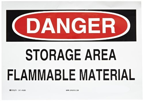 Panneau de signalisation de feu autocollant 25,4 x 35,6 cm Brady 85200 pour stockage inflammable