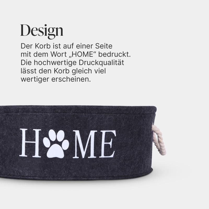 Bestlivings Katzenkorb Ø40cm - inkl. Kissen - Katzenbett Home - Katzenschlafplatz aus Filz rund, Filzbett für Katzen - Haustier Liegeplatz mit Henkel