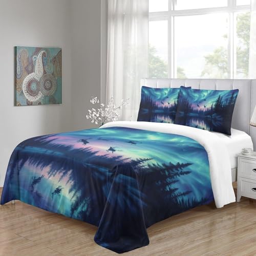 Housse de couette aurores boréales king size facile à laver - 5