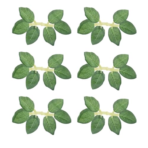 Fictory Hojas de rosas artificiales, 30 piezas de follaje de tela de seda para arreglos florales de bricolaje, hojas verdes realistas de 3,5 x 5,5 cm, para ramos de boda y decoración del hogar