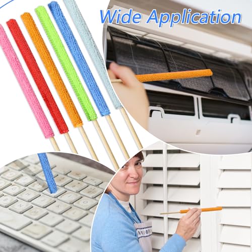 Image of 6 Pcs Mini Dusters for Cleaning Microfiber Detail Duster Sticks Fan Cleaning Brush Crevice Cleaning Tool AC Vent Cleaner Fan Blade Cleaner Dusters for Cleaning Home Car Window Blind