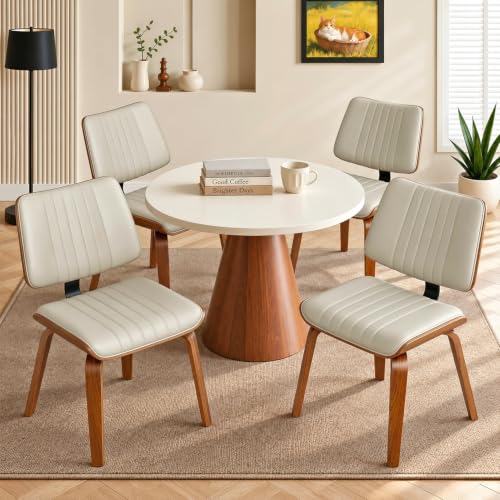 Image of Dining Chairs, Mid Century Modern Chairs for Kitchen, Set of 4, Beige