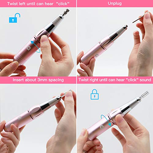 Moocii Elektrische nagelbestanden,6 boor bits 30000 rpm verstelbare snelheid nagelvijlen professionele elektrische… - Afbeelding 5