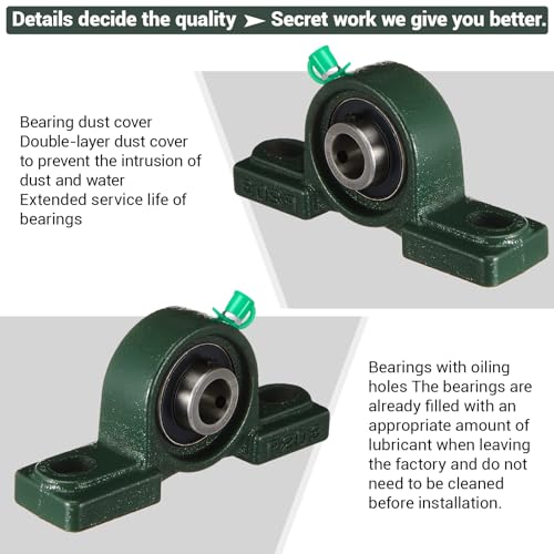 Image of Gisafai 8 Pcs UCP202-10 Pillow Block Bearing with 5 /8 inch Bore Flange Mounted Pillow Block Ball Bearing Self Alignment Cast Iron Housing Steel Unit for Industry, Green