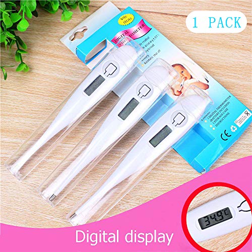 Oziral Body Thermometers, Electronic Termómetro para bebés LCD digital Pantalla grande Pantalla Termómetro Punta flexible Boca oral Underarm 10 segundos de lectura para niños adultos (1 PACK)
