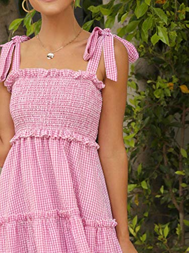 Image of Floerns Women's Floral Print Tie Strap Square Neck Ruffle Boho Maxi Dress