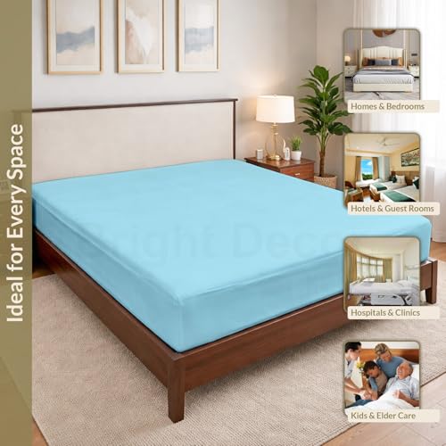 Image of 100% Waterproof Mattress Protector Single Size Bed 30x72 Inch, Non Woven Fabric Fitted Mattress Cover with Elastic, Waterproof Bed Protector, Hypoallergenic, 10 Inch Deep Pocket - Light Blue