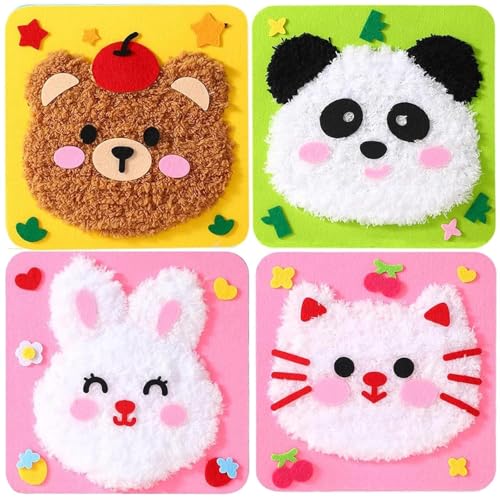 Image of 2Pcs Creative Sewing DIY Fluffy Animal Craft Kit for Kids | Felt Art & Craft Activity Toy | Creative Learning Kit for 4-8 Years | Birthday Gift((DIY Kids Threading Art)