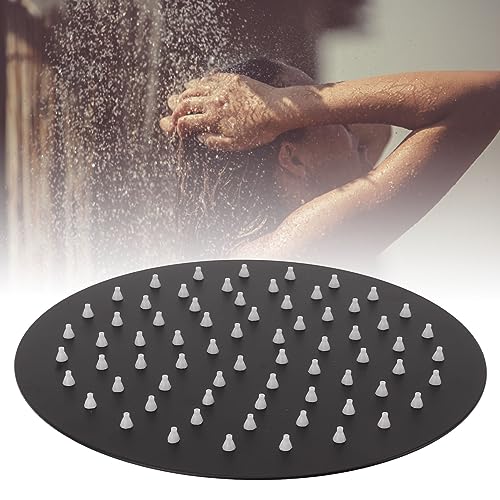 BORDSTRACT Ultra Thin Rainfall Shower Head, Rain Waterfall Stainless Steel Fixed Showerhead for Home Bathroom Round Black 8in - Image 3