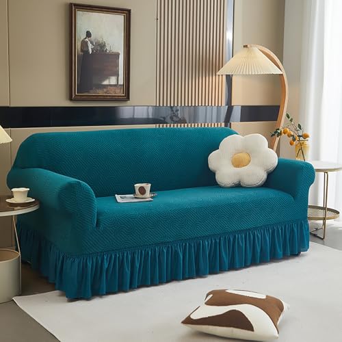 Funda de Sofá Peluche Funda de Sofá Elástica Cubierta Total Encaje Decorativo(A,3 plazas 190–230 cm/75–91 Pulgadas)