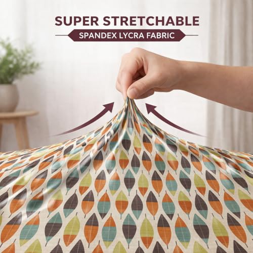 Image of STITCHNEST 'Contour Fit Series' Stretchable Printed Wooden Sofa Cover (Pack of 2) - Elastic Wooden Chair Cover | Wooden Sofa Seat Cover | Size - 20-21 x 20-21 x 3-5 in
